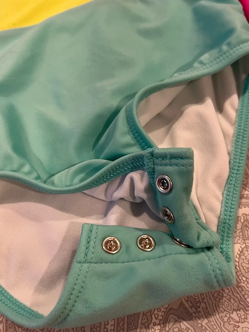 Cat& jack ‘s girl Long-Sleeve  One-Piece Swimsuit Pink,Yellow & Turquoise for 5T